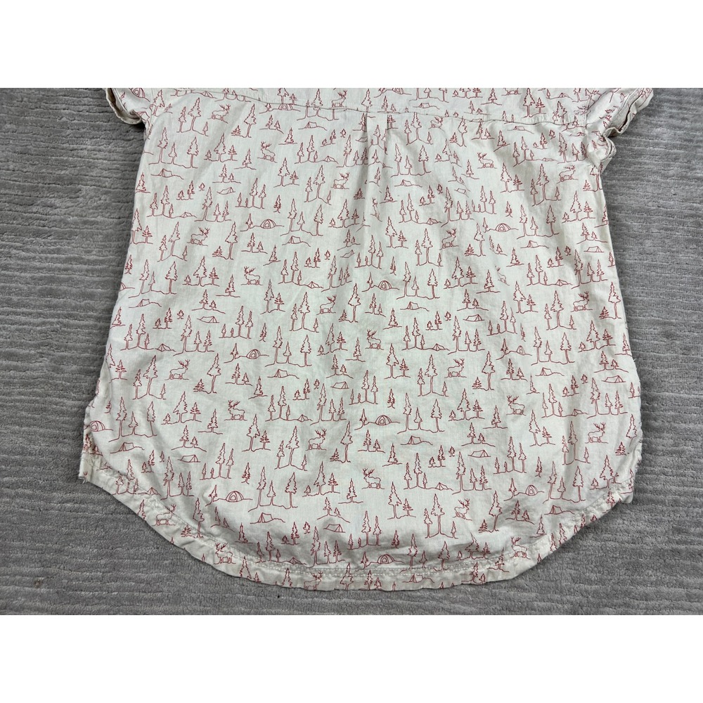 Columbia Shirt Womens XL Cream Red Pine Tree Nature Hemp Cotton Button Up Top - Picture 11 of 12